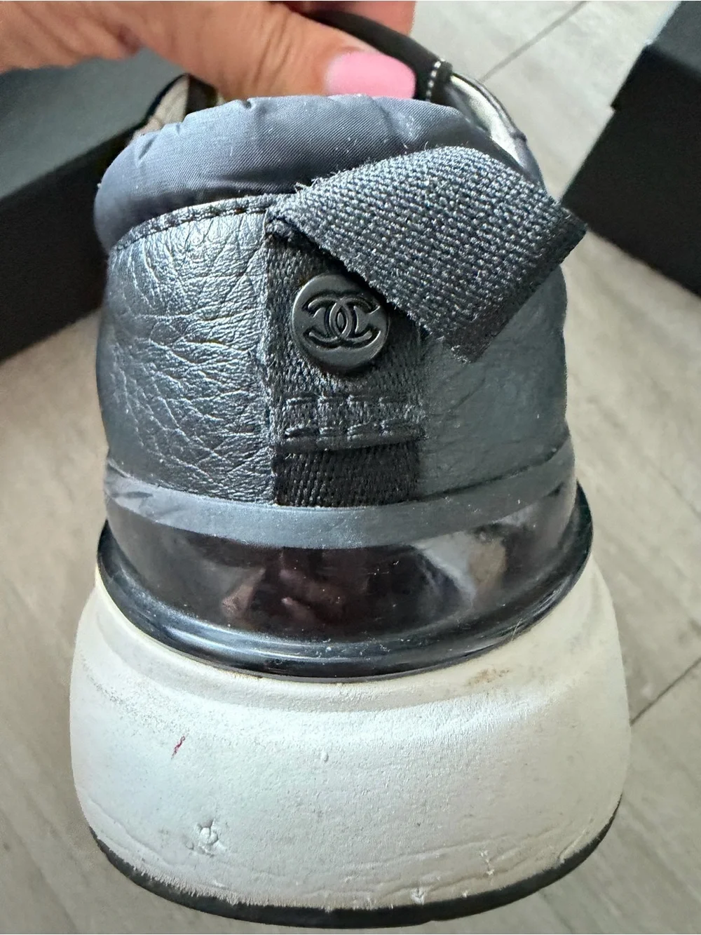 Chanel woman’s Black Mesh & Leather Sneakers